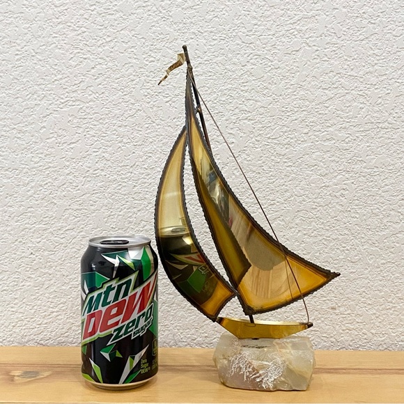 Vintage Demott Signed Brass Sculpture Sailboat Nautical Boat on Marble Base - Picture 5 of 15